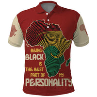 Being Black Is The Best Part Of My Personality Polo Shirt African Map Fingerprint