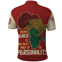 Being Black Is The Best Part Of My Personality Polo Shirt African Map Fingerprint