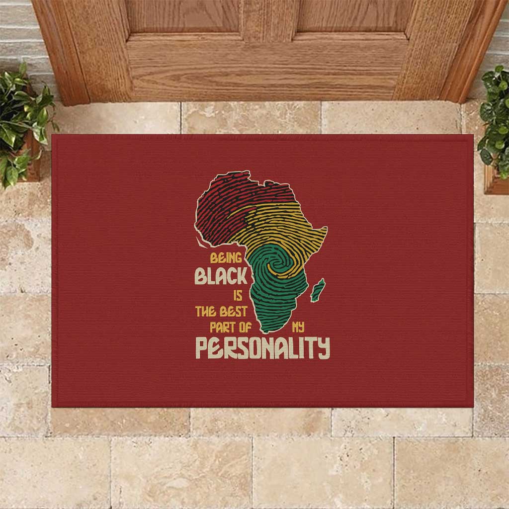 Being Black Is The Best Part Of My Personality Rubber Doormat African Map Fingerprint