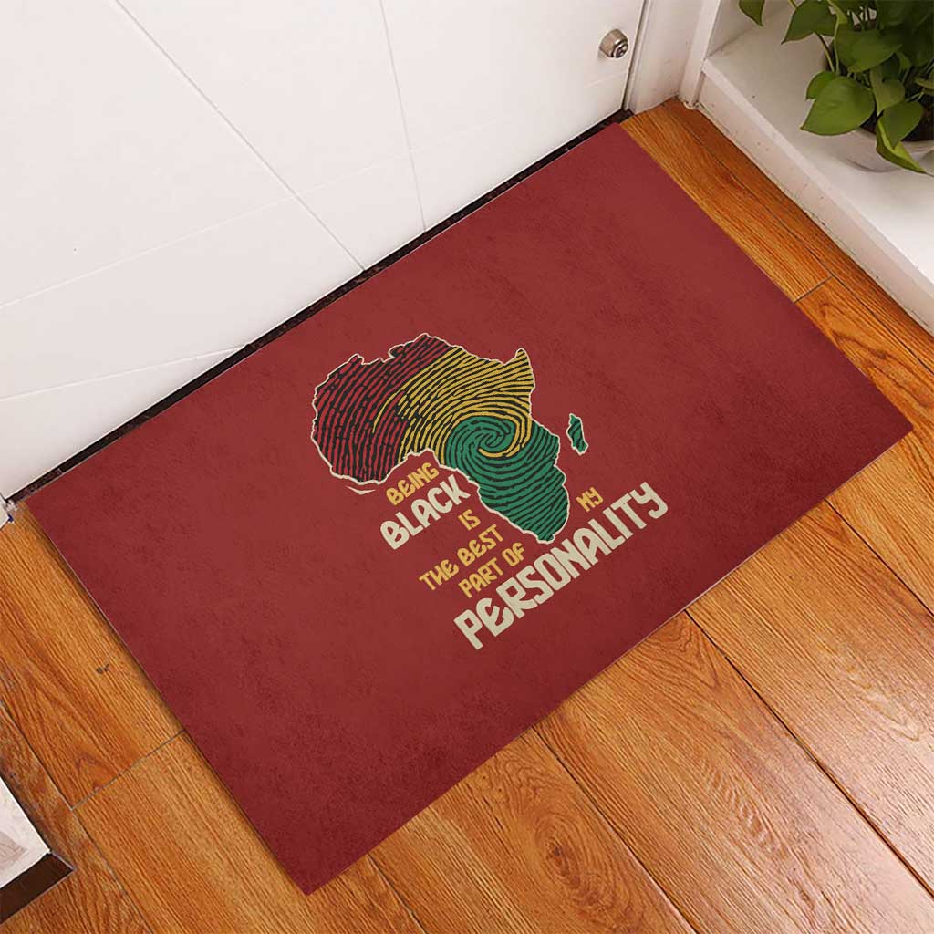 Being Black Is The Best Part Of My Personality Rubber Doormat African Map Fingerprint