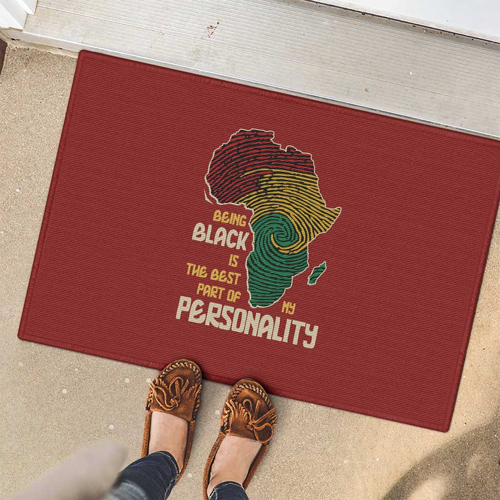 Being Black Is The Best Part Of My Personality Rubber Doormat African Map Fingerprint