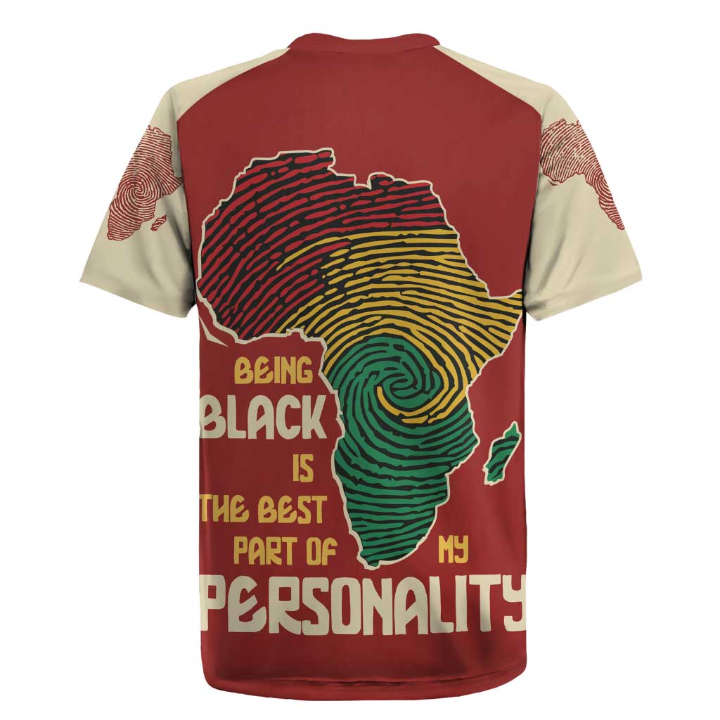 Being Black Is The Best Part Of My Personality Rugby Jersey African Map Fingerprint