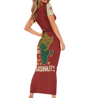 Being Black Is The Best Part Of My Personality Short Sleeve Bodycon Dress African Map Fingerprint