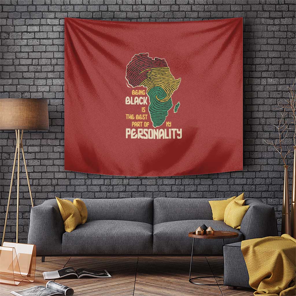 Being Black Is The Best Part Of My Personality Tapestry African Map Fingerprint