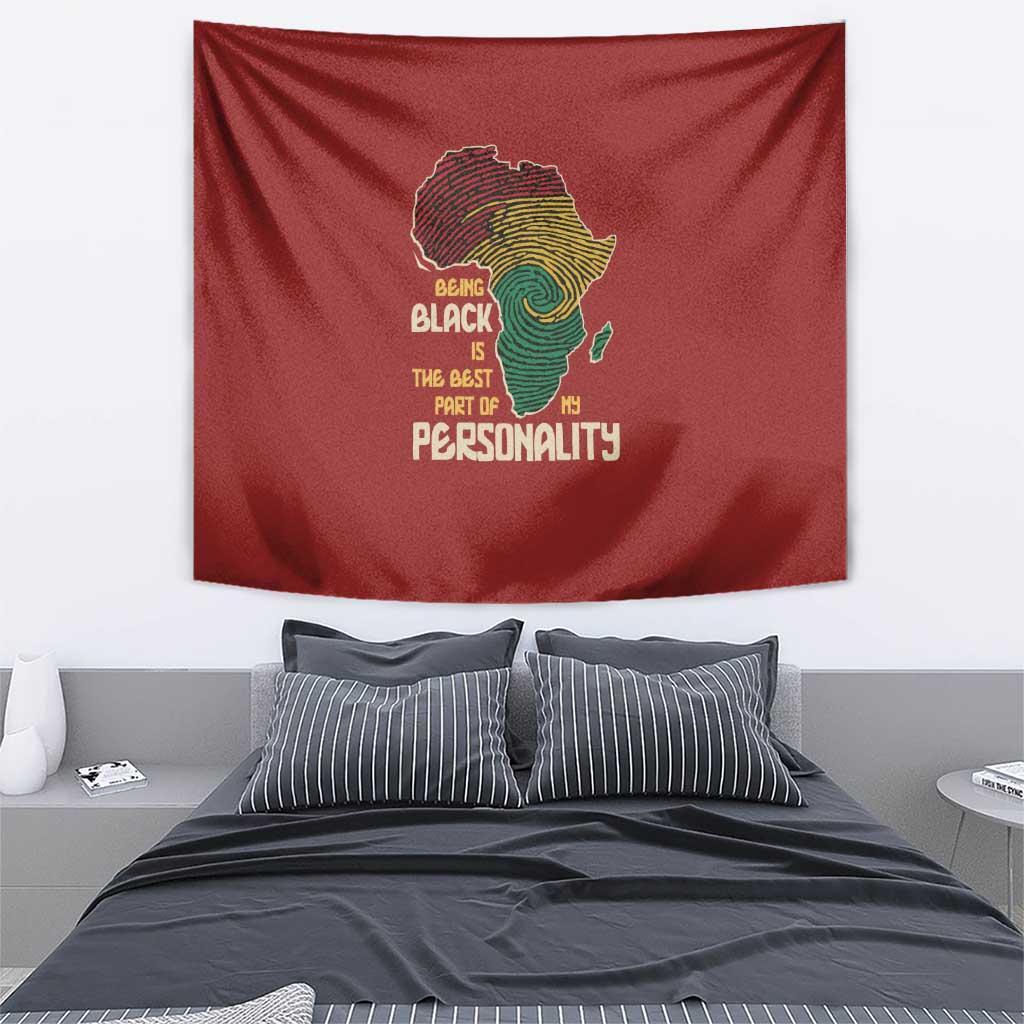 Being Black Is The Best Part Of My Personality Tapestry African Map Fingerprint