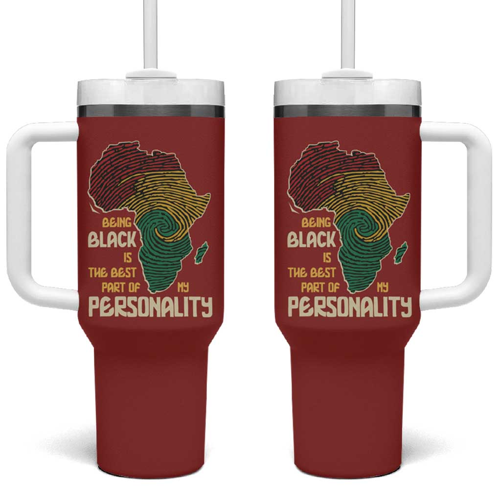 Being Black Is The Best Part Of My Personality Tumbler With Handle African Map Fingerprint