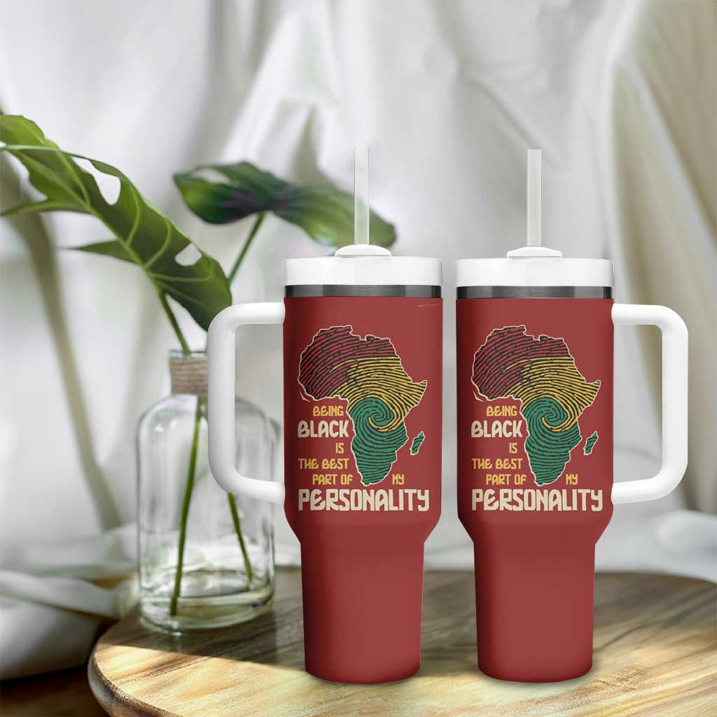 Being Black Is The Best Part Of My Personality Tumbler With Handle African Map Fingerprint