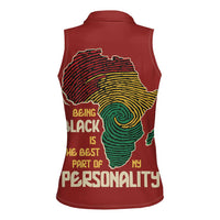 Being Black Is The Best Part Of My Personality Women Sleeveless Polo Shirt African Map Fingerprint