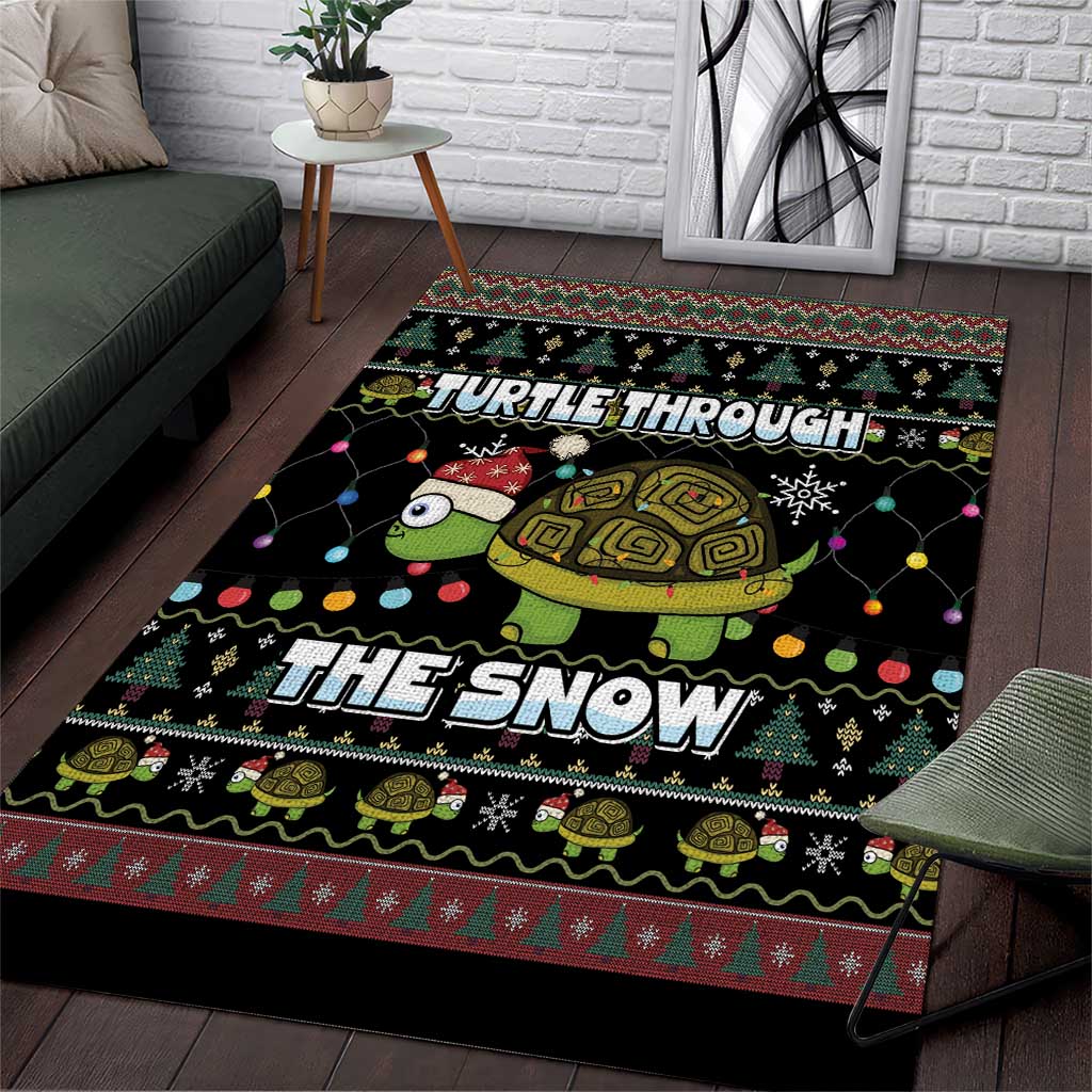 Turtle Through The Snow Christmas Area Rug - Wonder Print Shop