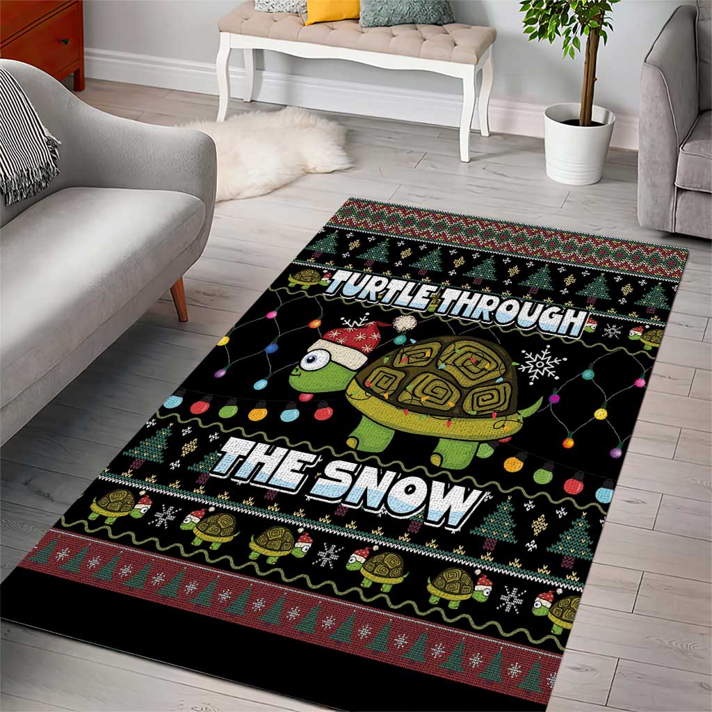 Turtle Through The Snow Christmas Area Rug - Wonder Print Shop