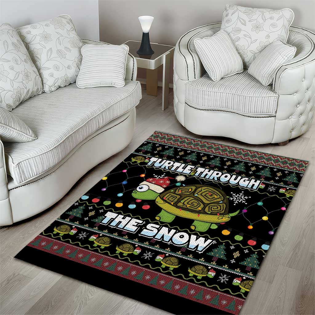 Turtle Through The Snow Christmas Area Rug - Wonder Print Shop
