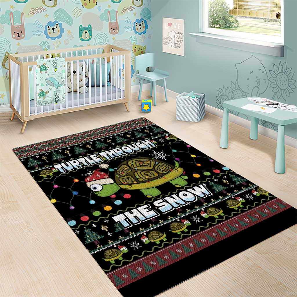 Turtle Through The Snow Christmas Area Rug - Wonder Print Shop