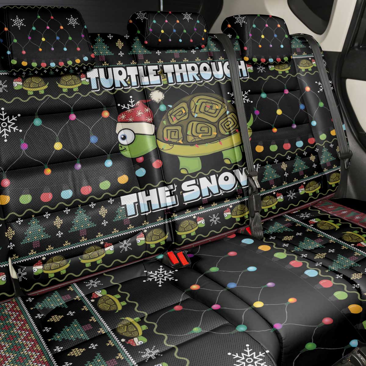 Turtle Through The Snow Christmas Back Car Seat Cover - Wonder Print Shop