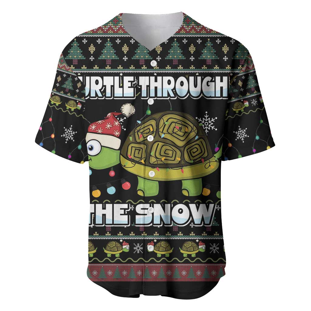 Turtle Through The Snow Christmas Baseball Jersey - Wonder Print Shop