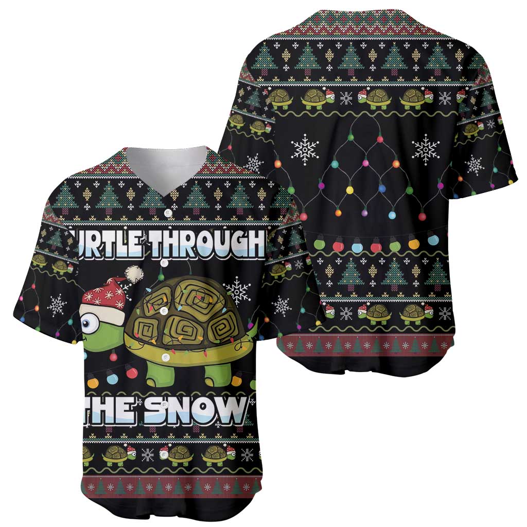 Turtle Through The Snow Christmas Baseball Jersey - Wonder Print Shop
