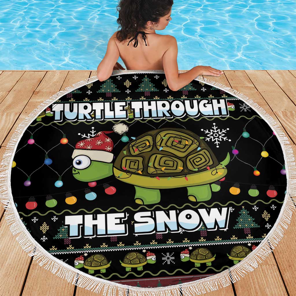 Turtle Through The Snow Christmas Beach Blanket - Wonder Print Shop