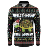 Turtle Through The Snow Christmas Button Sweatshirt - Wonder Print Shop
