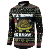 Turtle Through The Snow Christmas Button Sweatshirt - Wonder Print Shop