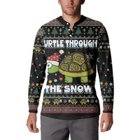Turtle Through The Snow Christmas Button Sweatshirt - Wonder Print Shop