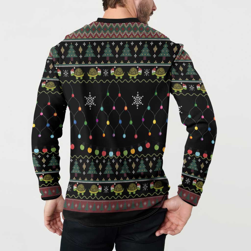 Turtle Through The Snow Christmas Button Sweatshirt - Wonder Print Shop