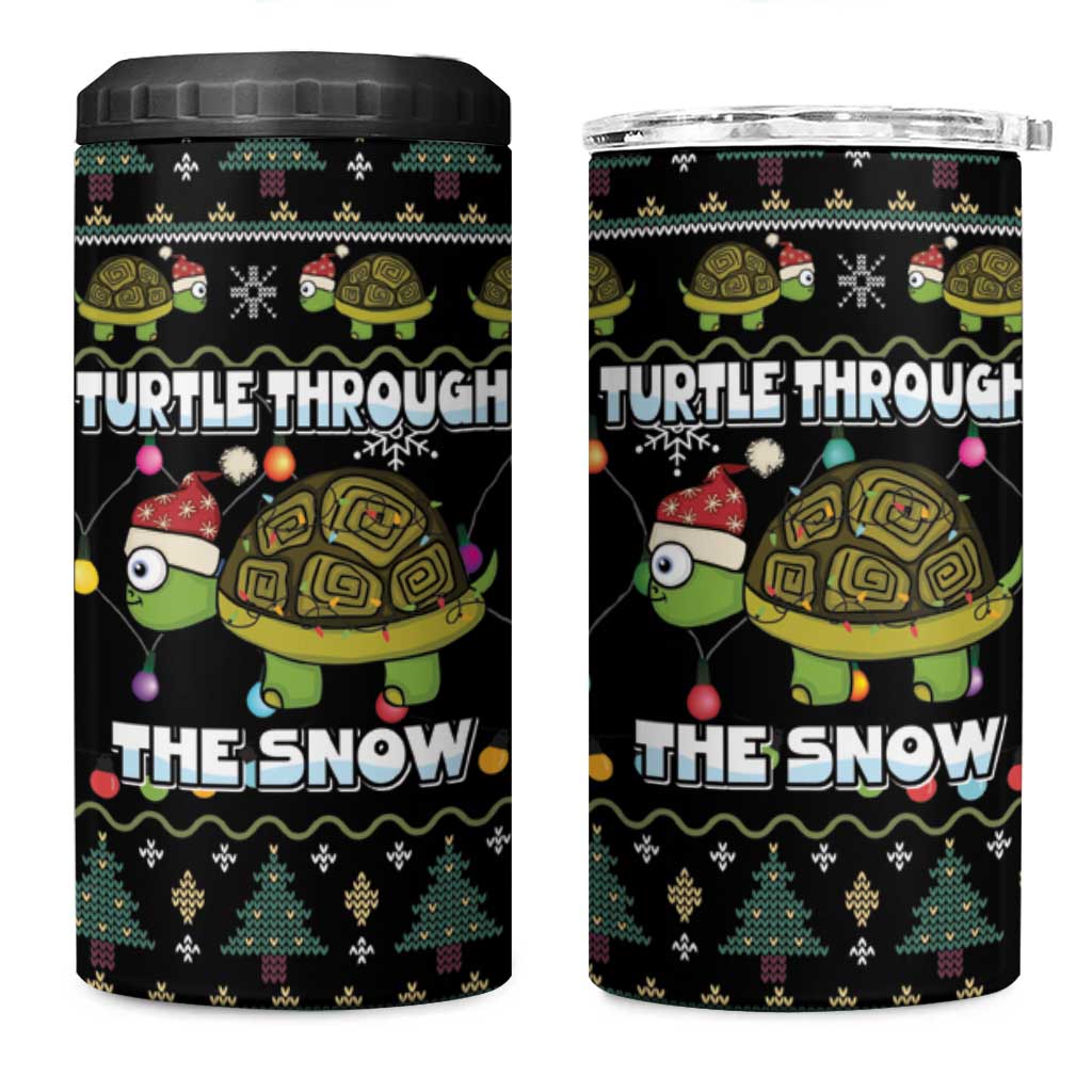 Turtle Through The Snow Christmas 4 in 1 Can Cooler Tumbler - Wonder Print Shop