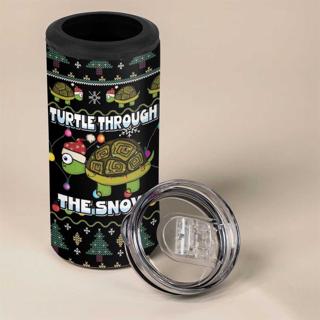 Turtle Through The Snow Christmas 4 in 1 Can Cooler Tumbler - Wonder Print Shop