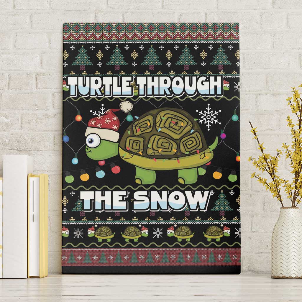 Turtle Through The Snow Christmas Canvas Wall Art - Wonder Print Shop