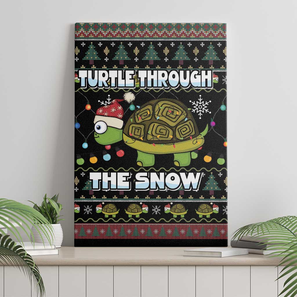 Turtle Through The Snow Christmas Canvas Wall Art - Wonder Print Shop