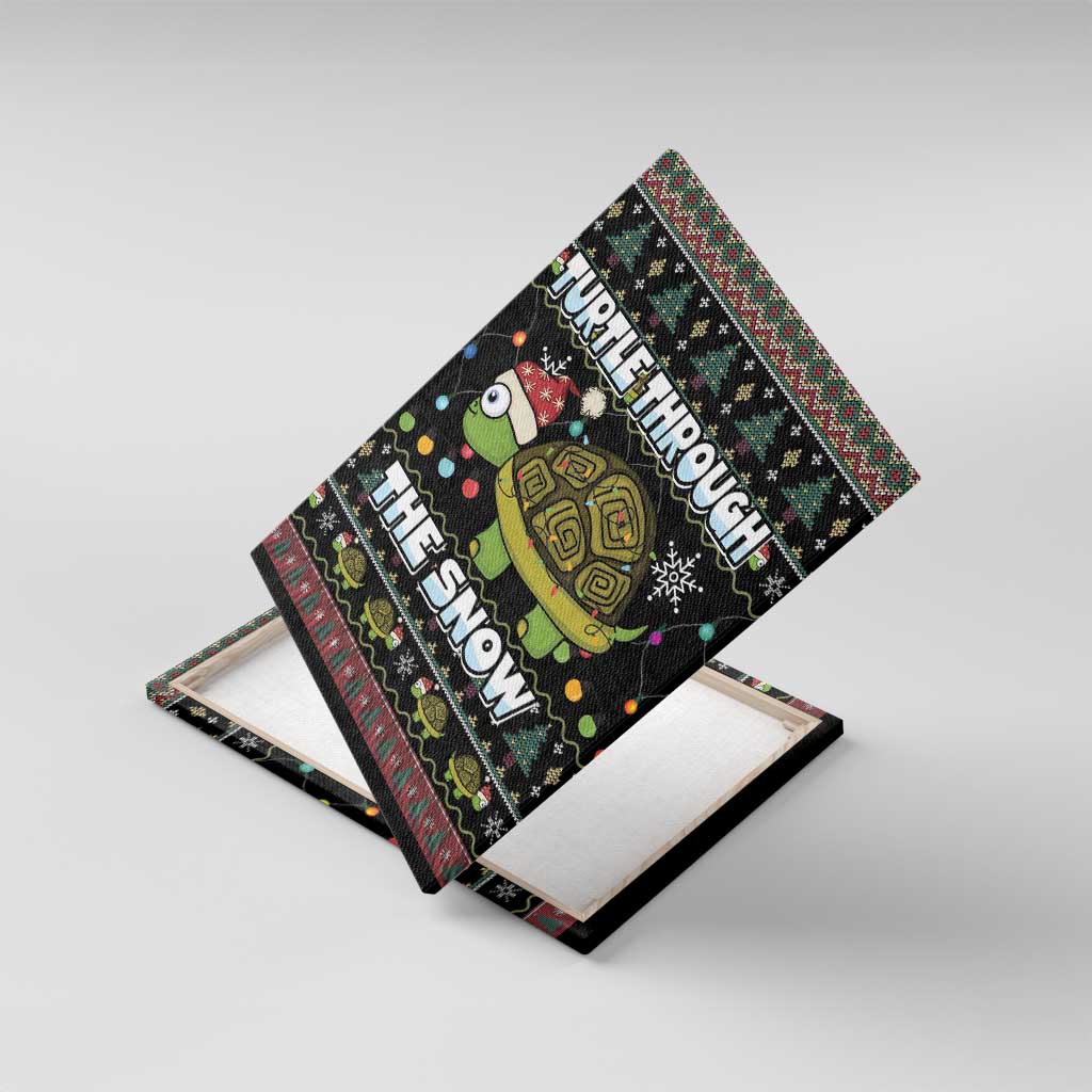 Turtle Through The Snow Christmas Canvas Wall Art - Wonder Print Shop