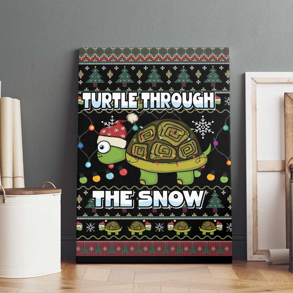 Turtle Through The Snow Christmas Canvas Wall Art - Wonder Print Shop