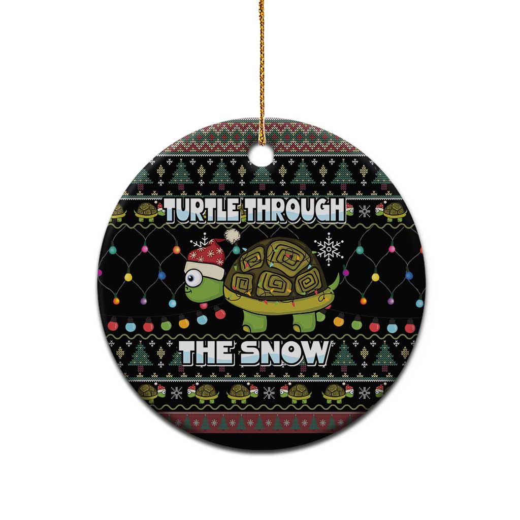 Turtle Through The Snow Christmas Ceramic Ornament - Wonder Print Shop