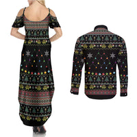 Turtle Through The Snow Christmas Couples Matching Summer Maxi Dress and Long Sleeve Button Shirt - Wonder Print Shop