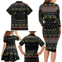 Turtle Through The Snow Christmas Family Matching Long Sleeve Bodycon Dress and Hawaiian Shirt - Wonder Print Shop