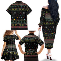 Turtle Through The Snow Christmas Family Matching Off The Shoulder Long Sleeve Dress and Hawaiian Shirt - Wonder Print Shop
