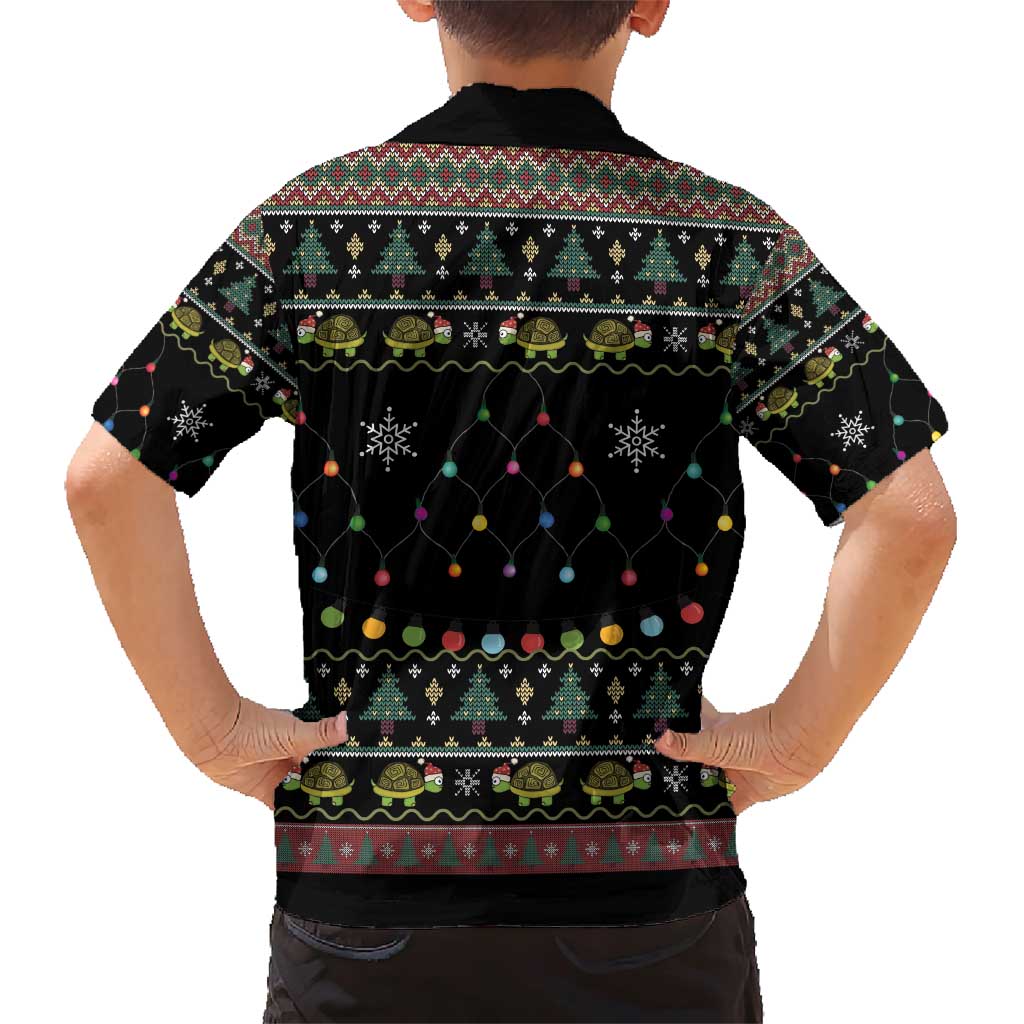 Turtle Through The Snow Christmas Family Matching Short Sleeve Bodycon Dress and Hawaiian Shirt - Wonder Print Shop