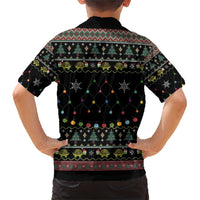 Turtle Through The Snow Christmas Family Matching Short Sleeve Bodycon Dress and Hawaiian Shirt - Wonder Print Shop