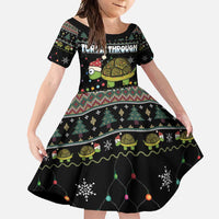 Turtle Through The Snow Christmas Family Matching Short Sleeve Bodycon Dress and Hawaiian Shirt - Wonder Print Shop
