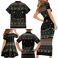 Turtle Through The Snow Christmas Family Matching Short Sleeve Bodycon Dress and Hawaiian Shirt - Wonder Print Shop