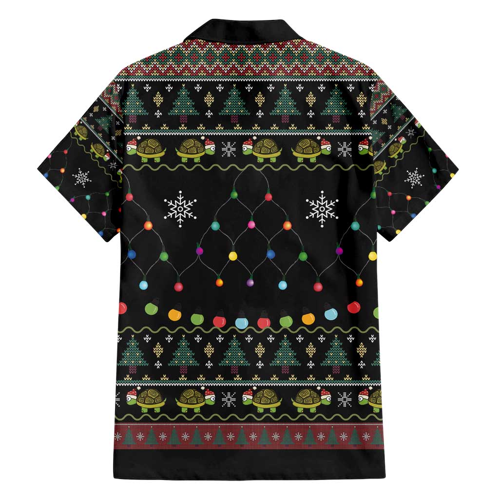 Turtle Through The Snow Christmas Family Matching Short Sleeve Bodycon Dress and Hawaiian Shirt - Wonder Print Shop