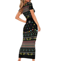 Turtle Through The Snow Christmas Family Matching Short Sleeve Bodycon Dress and Hawaiian Shirt - Wonder Print Shop