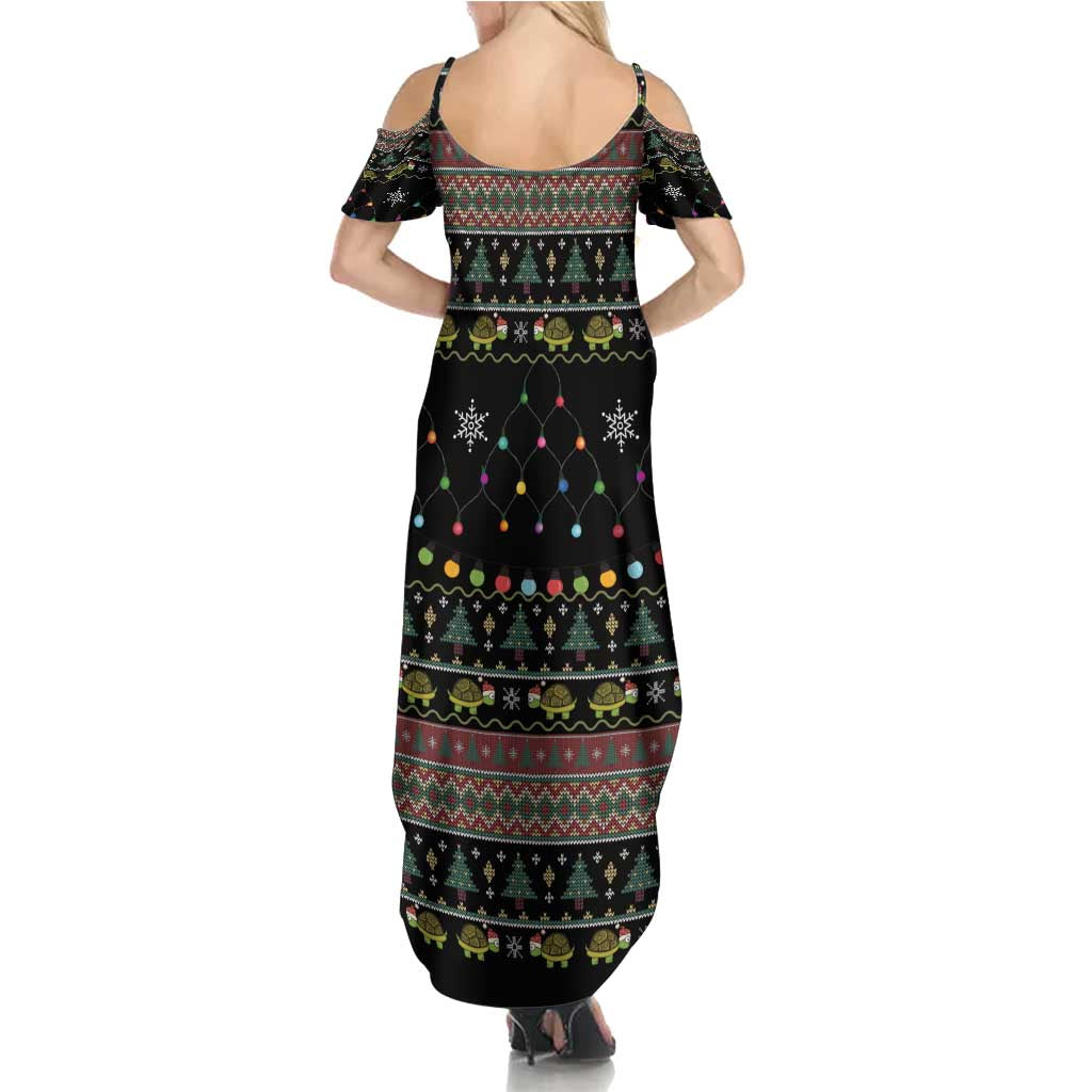 Turtle Through The Snow Christmas Family Matching Summer Maxi Dress and Hawaiian Shirt - Wonder Print Shop