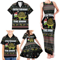 Turtle Through The Snow Christmas Family Matching Tank Maxi Dress and Hawaiian Shirt - Wonder Print Shop
