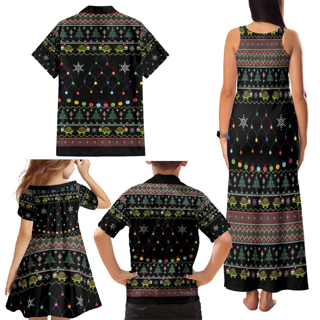 Turtle Through The Snow Christmas Family Matching Tank Maxi Dress and Hawaiian Shirt - Wonder Print Shop