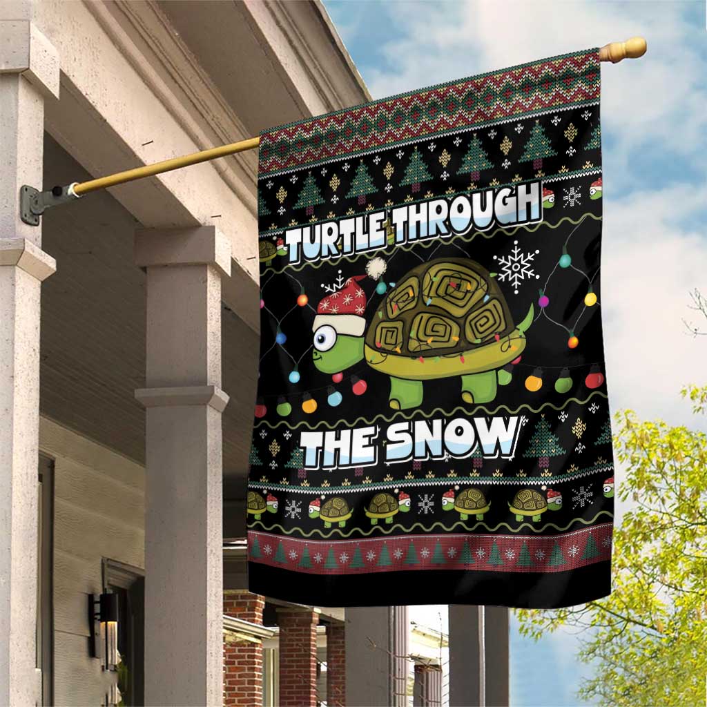 Turtle Through The Snow Christmas Garden Flag - Wonder Print Shop