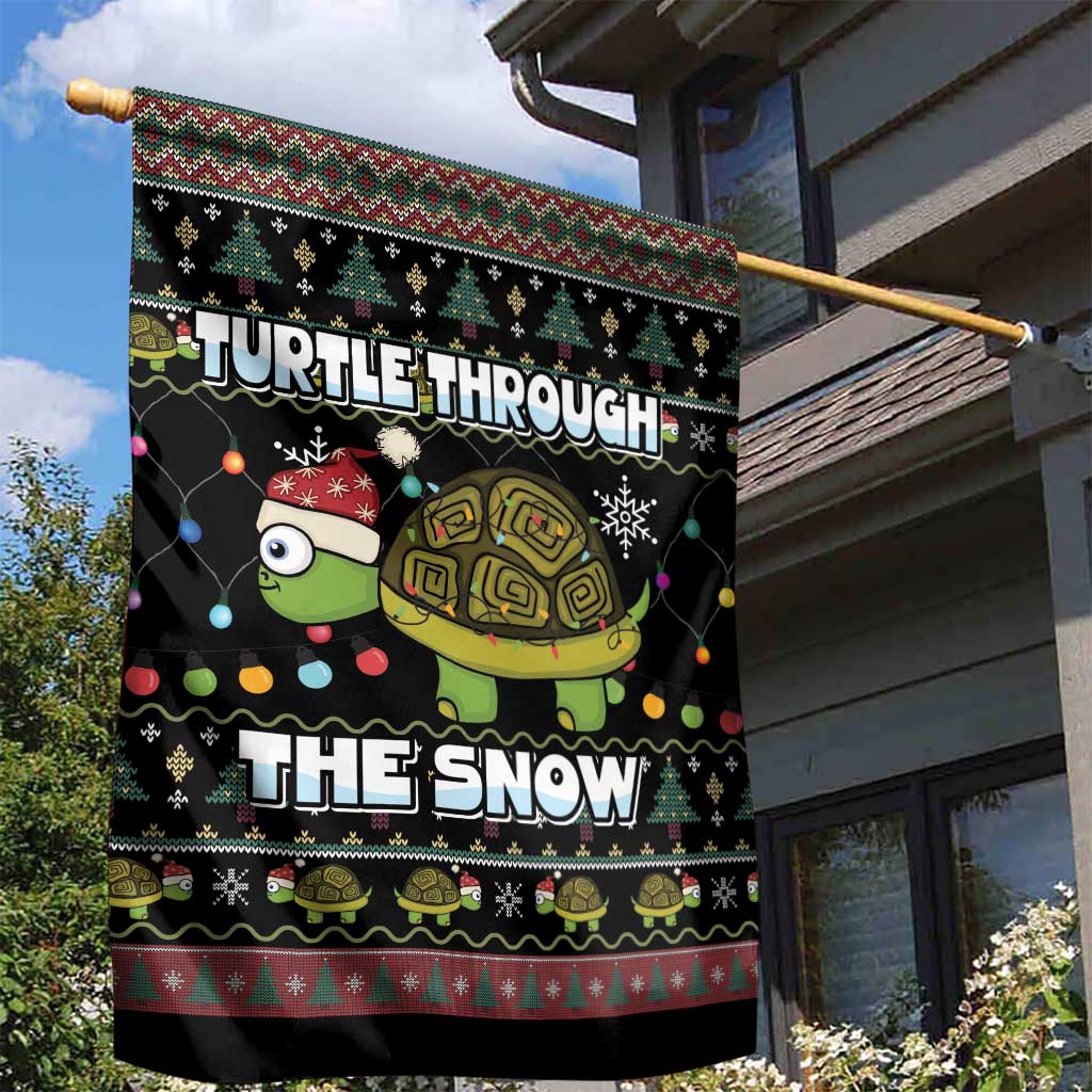 Turtle Through The Snow Christmas Garden Flag - Wonder Print Shop