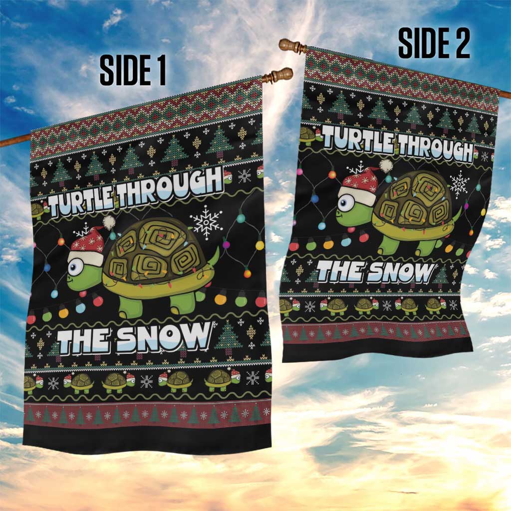 Turtle Through The Snow Christmas Garden Flag - Wonder Print Shop