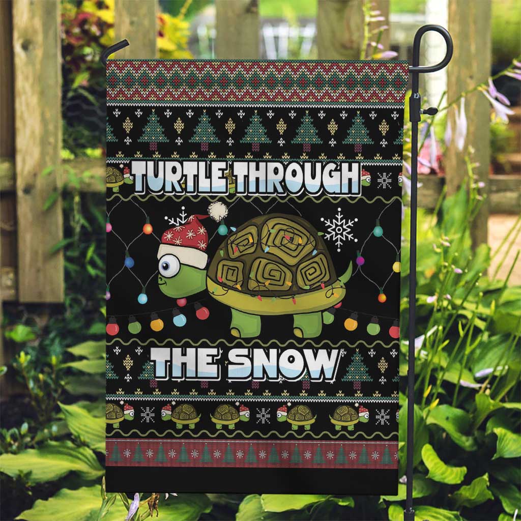 Turtle Through The Snow Christmas Garden Flag - Wonder Print Shop