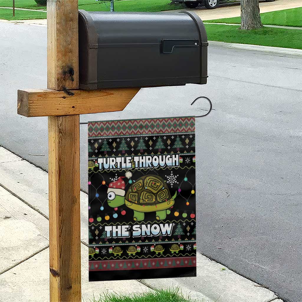 Turtle Through The Snow Christmas Garden Flag - Wonder Print Shop