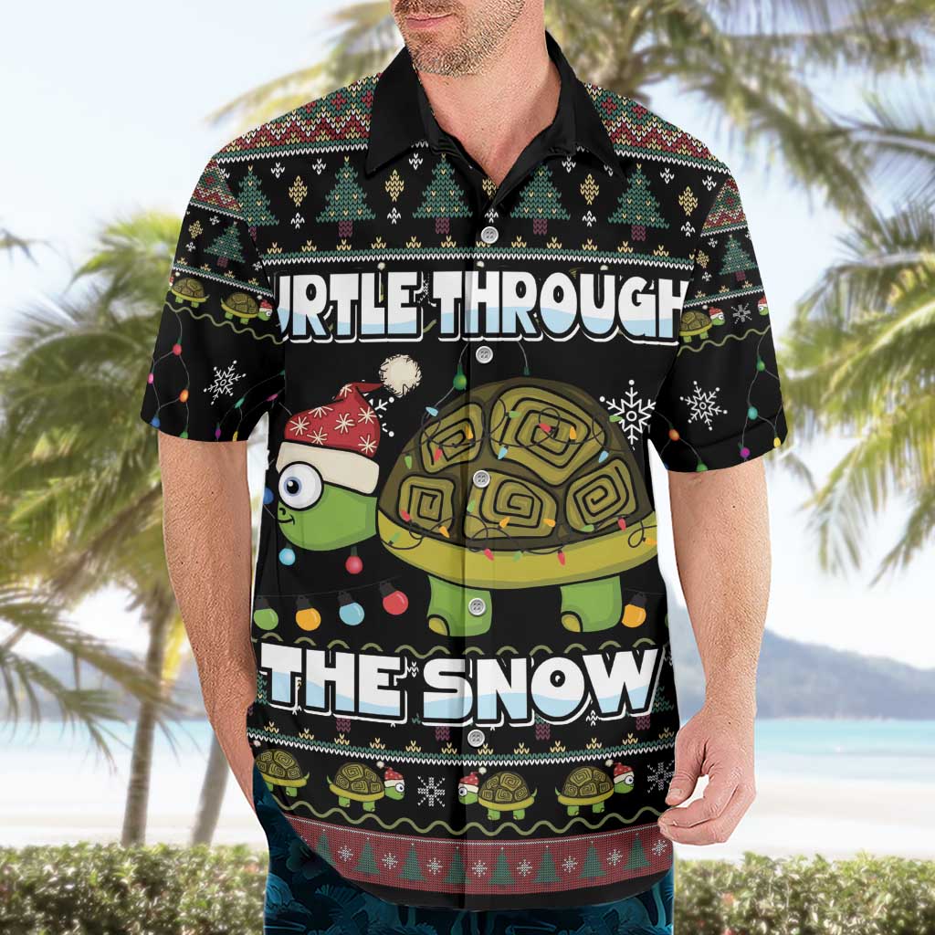 Turtle Through The Snow Christmas Hawaiian Shirt - Wonder Print Shop