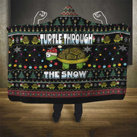 Turtle Through The Snow Christmas Hooded Blanket